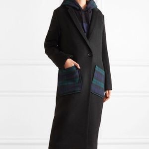 NEW - Kith Eva tartan paneled wool blend coat